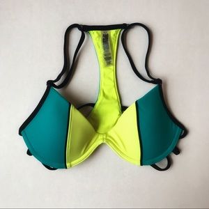 PINK Sporty Colorblock Strappy Bikini Top XS